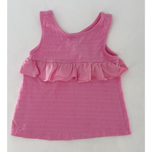DKNY Girl’s Pink‎ Tank Layered Ruffle Lace Sleeveless Tank Top Logo Sz Small - Picture 2 of 7